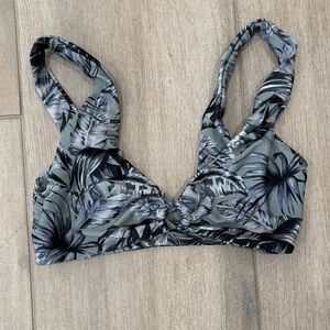 Mikoh Black and Gray Leaf Print Swim Bra